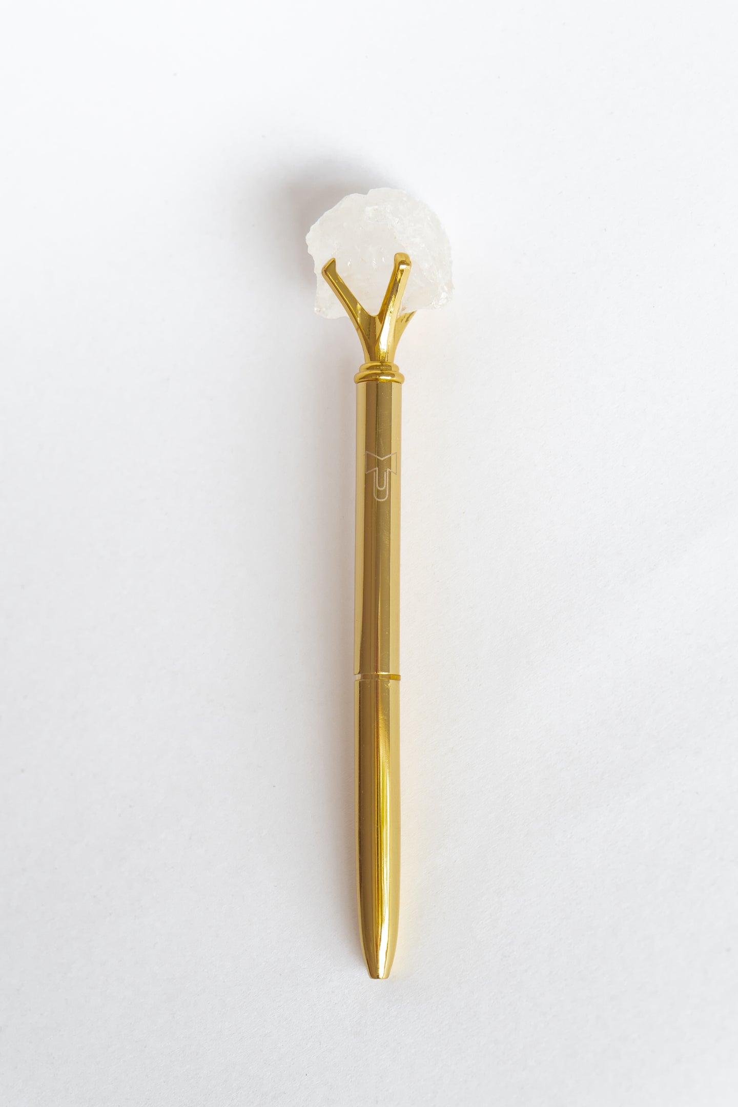 Clear Quartz Crystal Gold Affirmation Pen