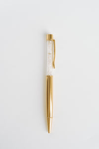 Natural Gemstone Pens (Clear Quartz Infused Gold Pen)