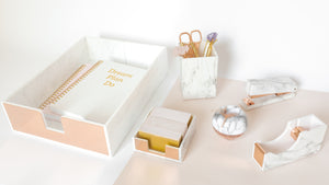 Rose Gold & Marble Acrylic Desk Set